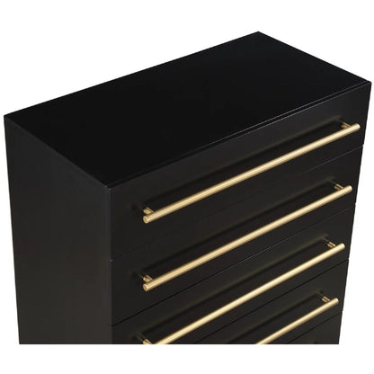 Contemporary black chest with gold bar pulls, 4-drawer storage accent chest, HouseOfZazla on Tampa Home & Garden Store