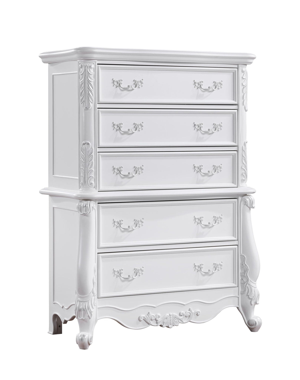 Latisha White Accent Chest, ornate white 4-drawer dresser with carved details by HouseOfZazla on Tampa Home & Garden Store