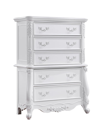 Latisha White Accent Chest, ornate white 4-drawer dresser with carved details by HouseOfZazla on Tampa Home & Garden Store