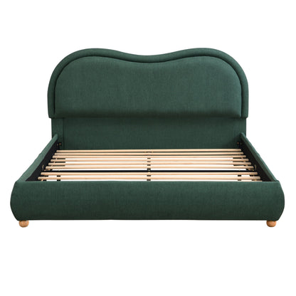 Queen Platform Bed and Soft Curved Headboard