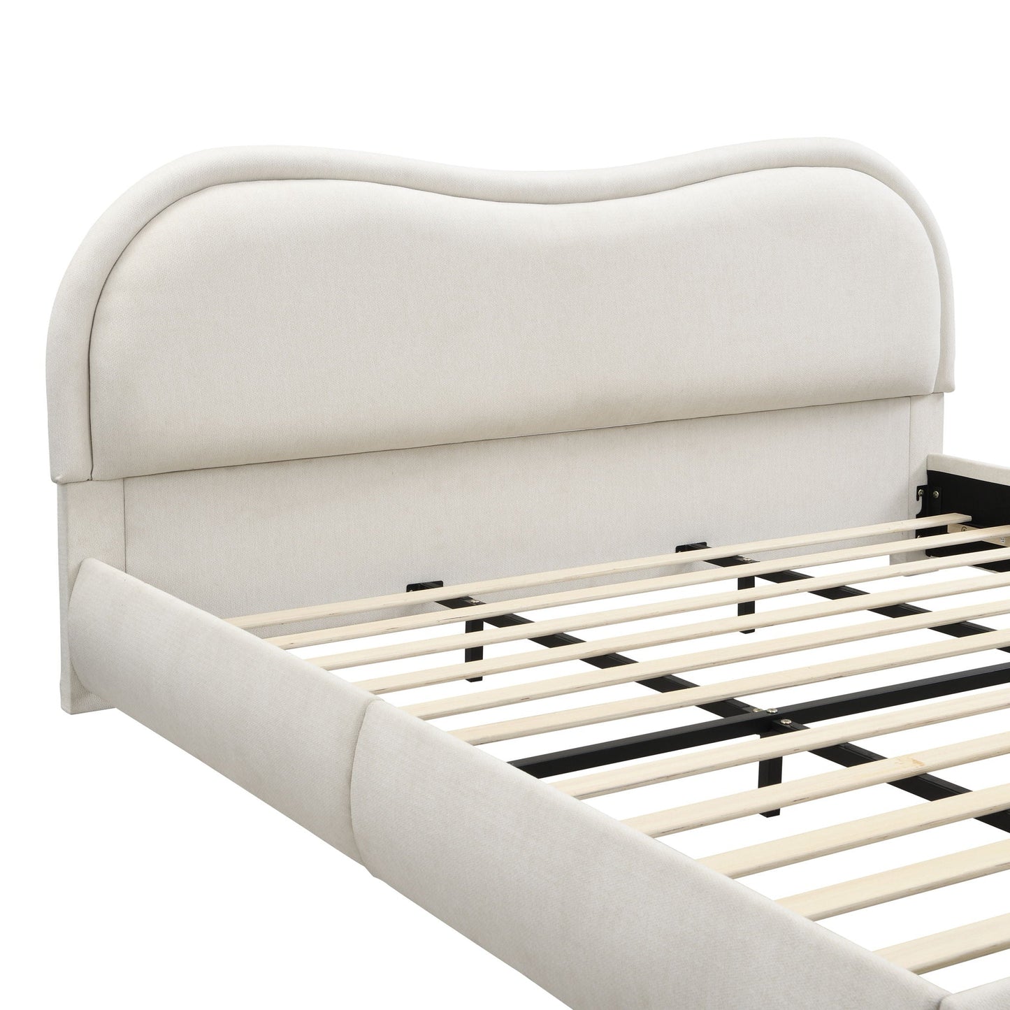 Upholstered Platform Bed with Curved Headboard