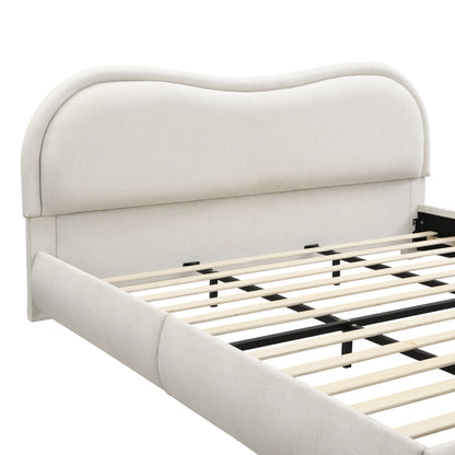 Upholstered Platform Bed with Curved Headboard