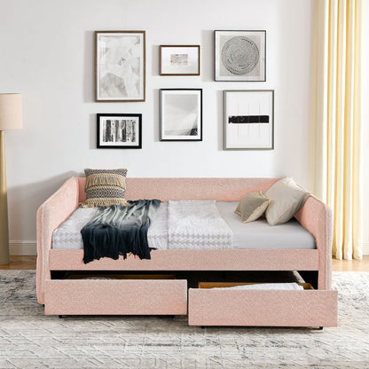Upholstered Daybed and Two Foam Storage Drawers
