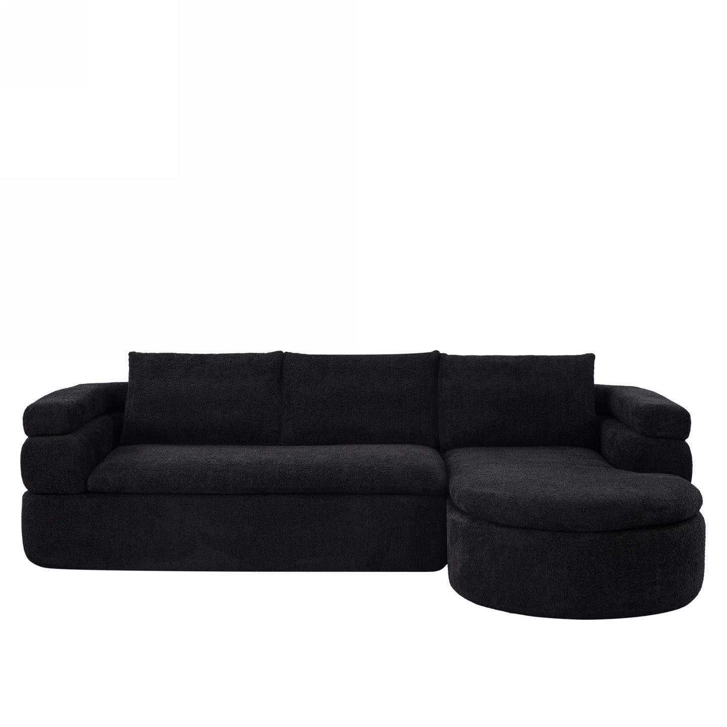 106in L-Shape Sectional Sofa in black with plush cushions by HouseOfZazla on Tampa Home & Garden Store