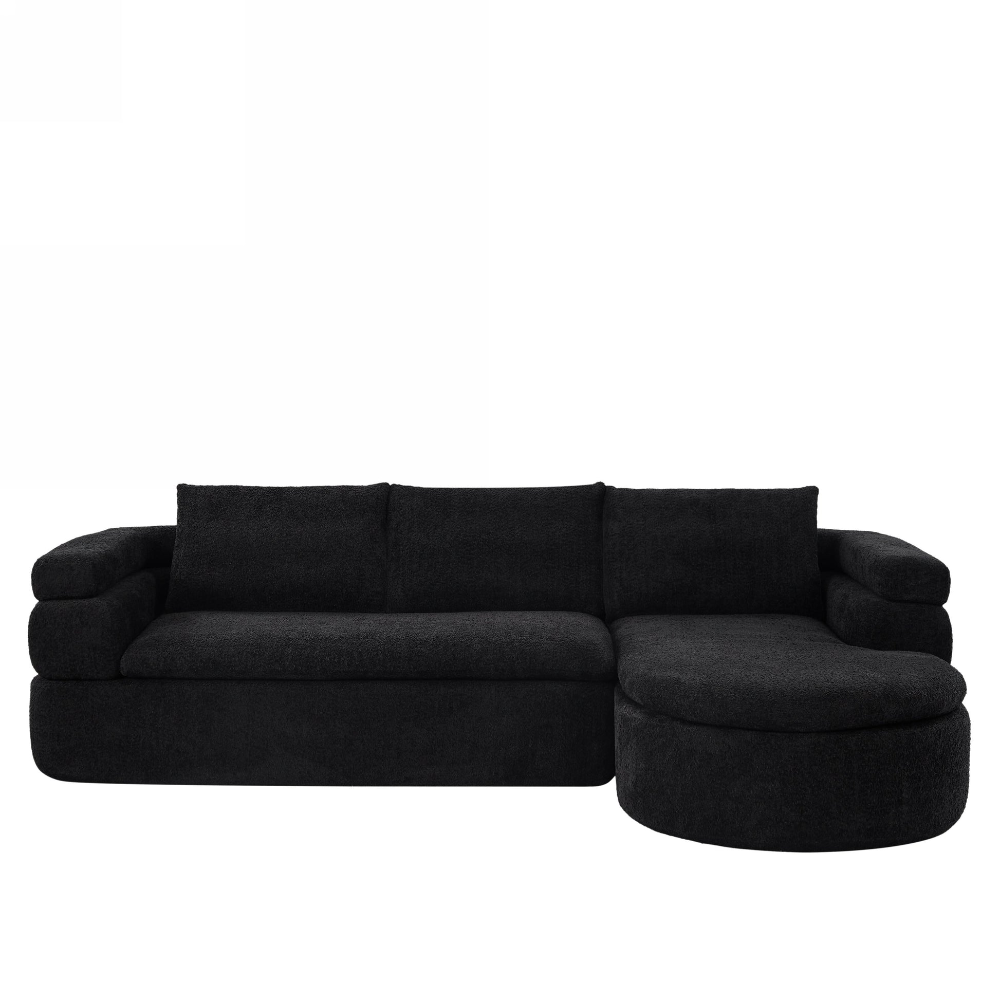 106in L-Shape Sectional Sofa in black with plush cushions by HouseOfZazla on Tampa Home & Garden Store