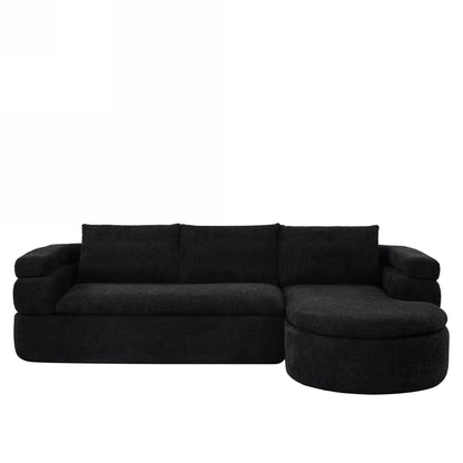 106in L-Shape Sectional Sofa in black with plush cushions by HouseOfZazla on Tampa Home & Garden Store
