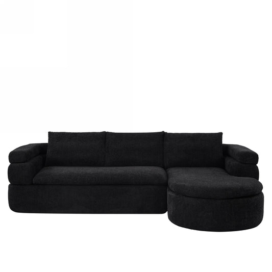 106in L-Shape Sectional Sofa in black with plush cushions by HouseOfZazla on Tampa Home & Garden Store