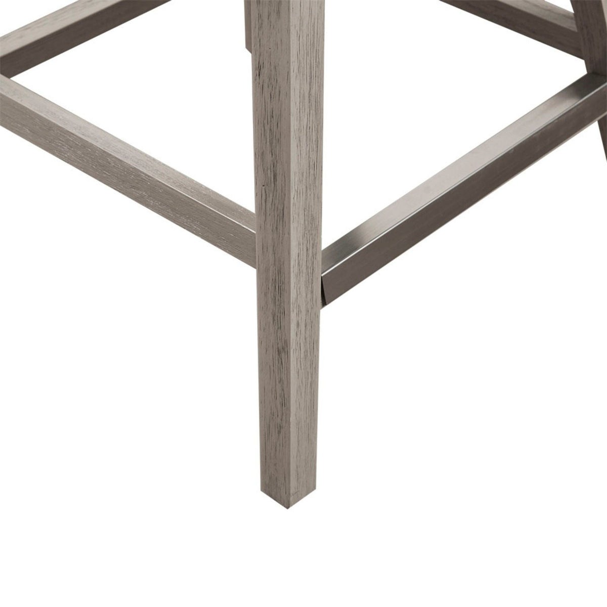 360 Degree Swivel Counter Stool base in weathered gray wood with silver diagonal supports on Tampa Home & Garden Store