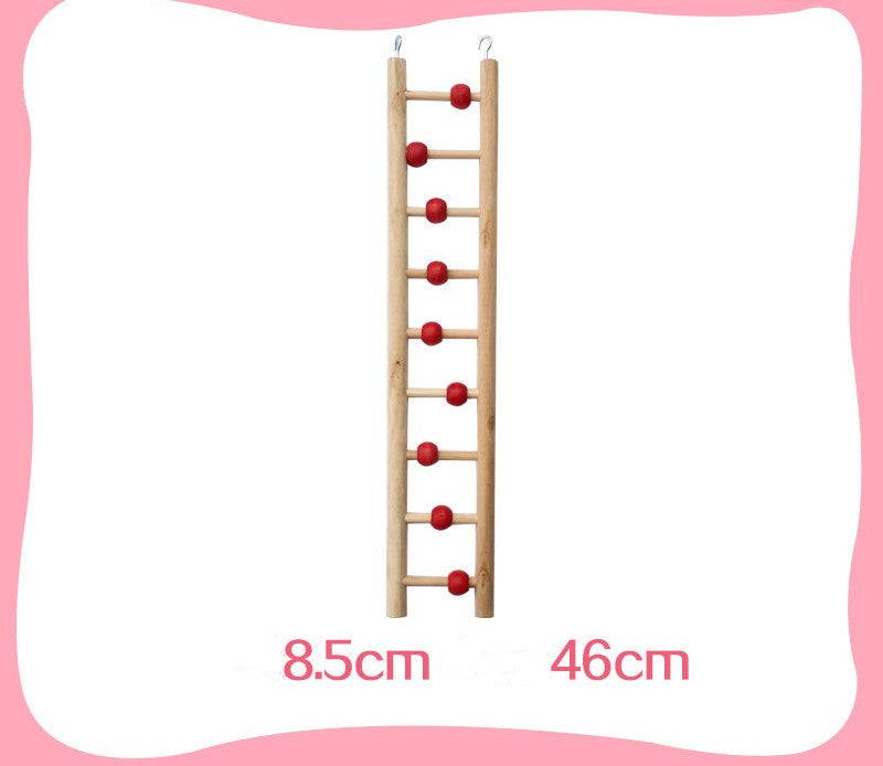 Parrot bird climbing ladder toy with red bead rungs, wooden swing ladder 46cm tall, 8.5cm wide by Sell My Stuff on Tampa Home & Garden Store