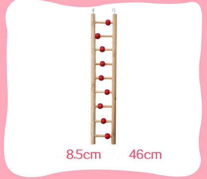Parrot bird climbing ladder toy with red bead rungs, wooden swing ladder 46cm tall, 8.5cm wide by Sell My Stuff on Tampa Home & Garden Store