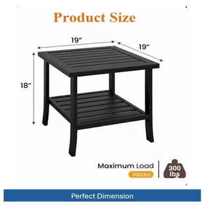 Square 2 Tier Rust Resistant Outdoor Side Table