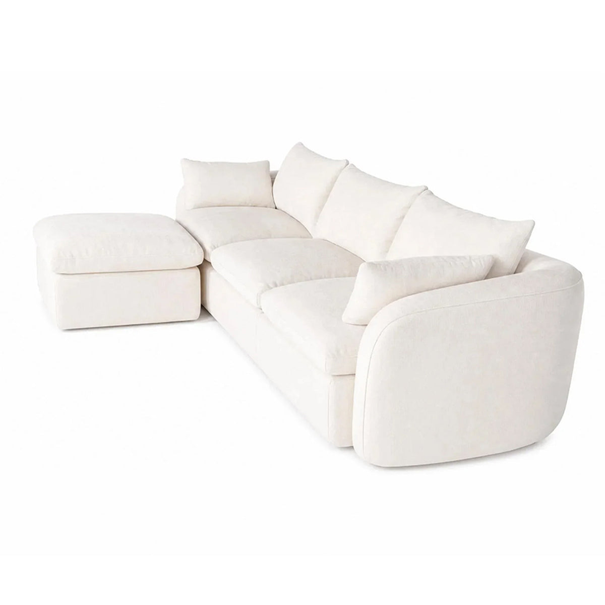 Fully Sponge Compressed Sectional Sofa in cream fabric with plush cushions on Tampa Home & Garden Store