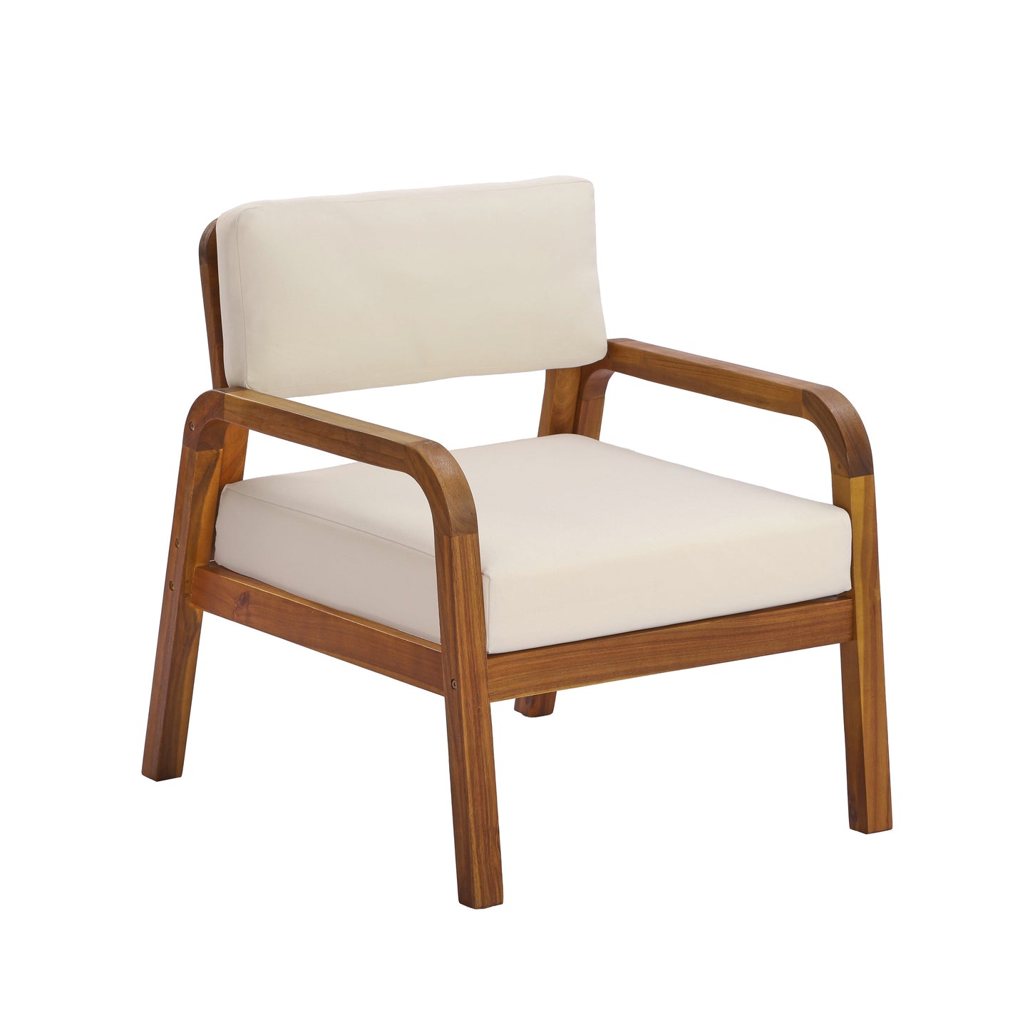 Outdoor Acacia Wood Armchair with a Soft Cushion