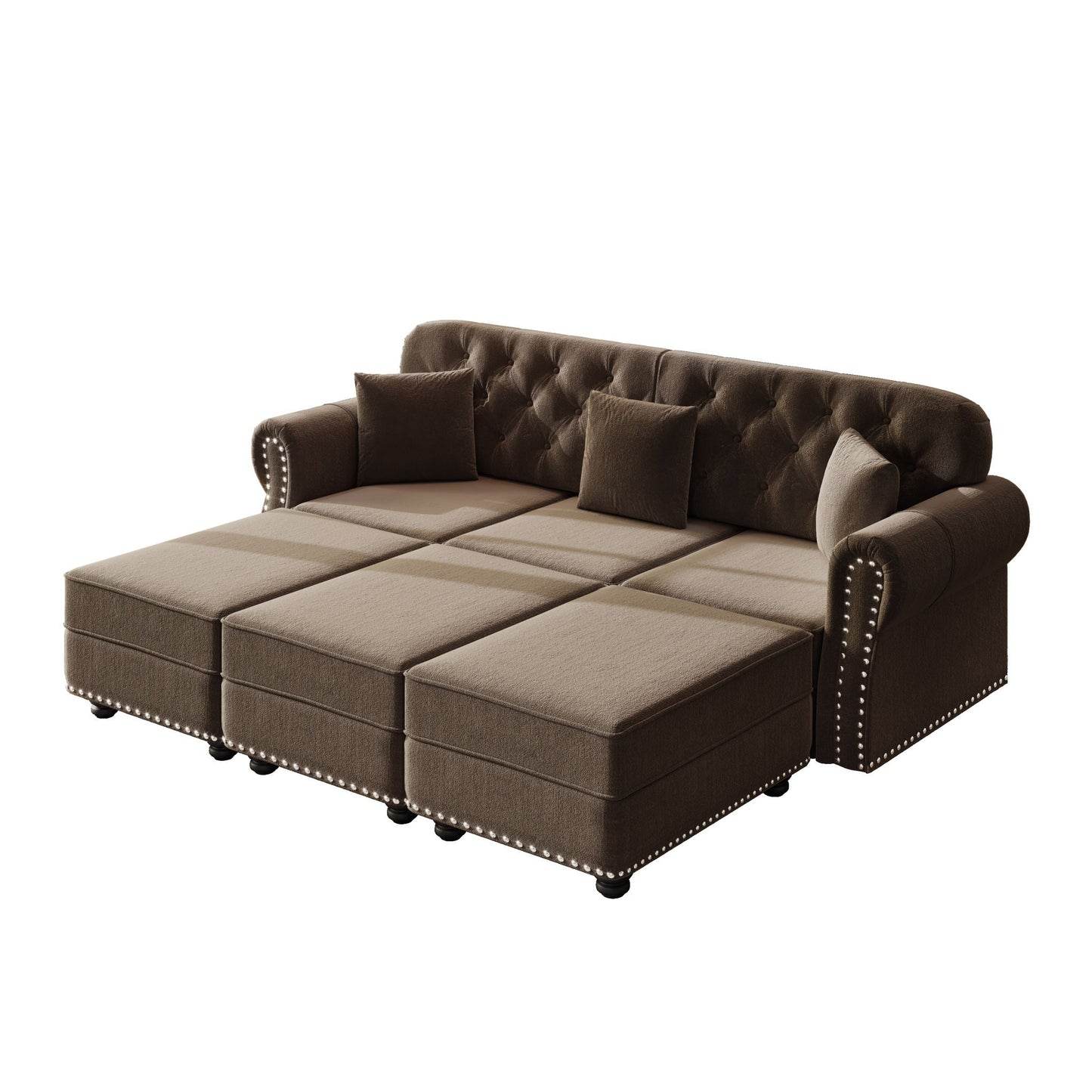 Upholstered Sofa Set with Nailhead and Pillows