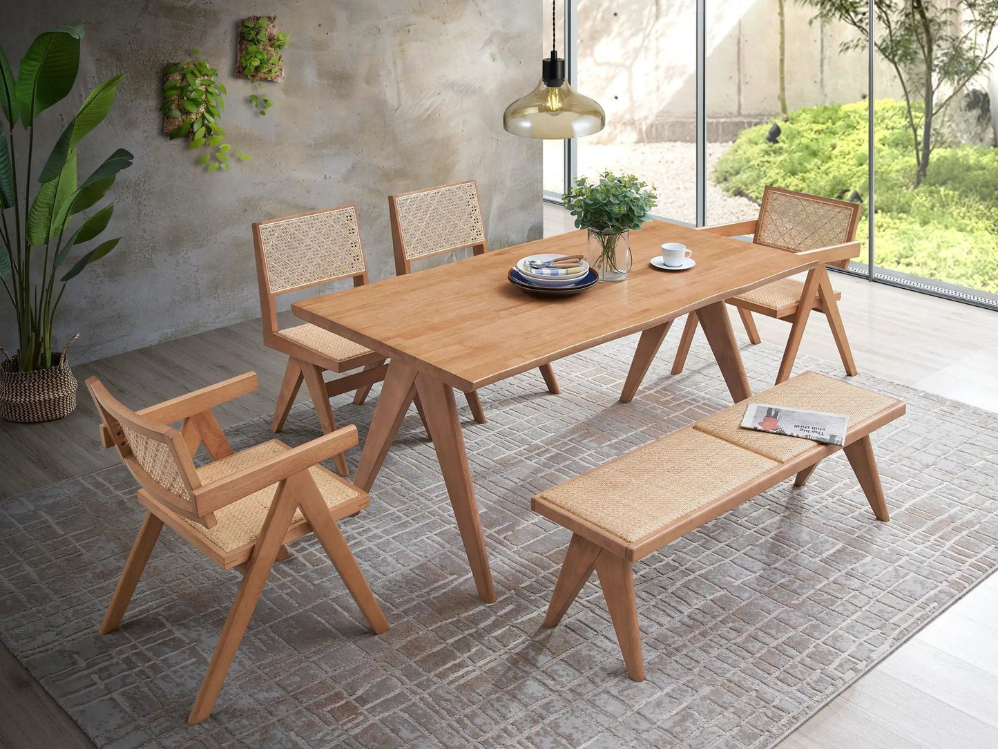 Velentina 5 Piece Outdoor Dining Set in Natural