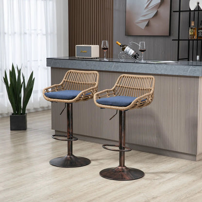Modern Swivel Bar Stools with Footrest Set of 2