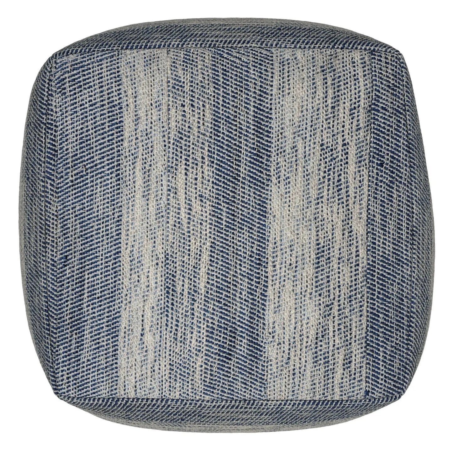 Clay - Square Pouf, Upholstered blue and beige woven fabric, accent pouf on Tampa Home & Garden Store