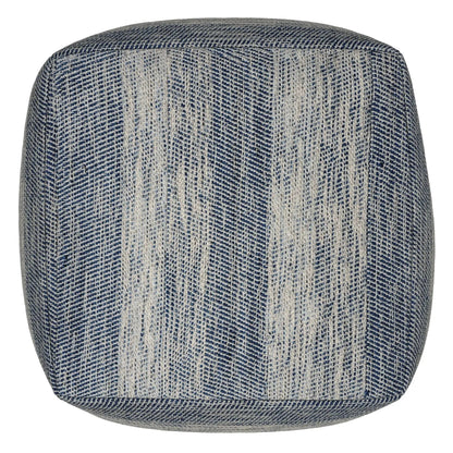 Clay - Square Pouf, Upholstered blue and beige woven fabric, accent pouf on Tampa Home & Garden Store