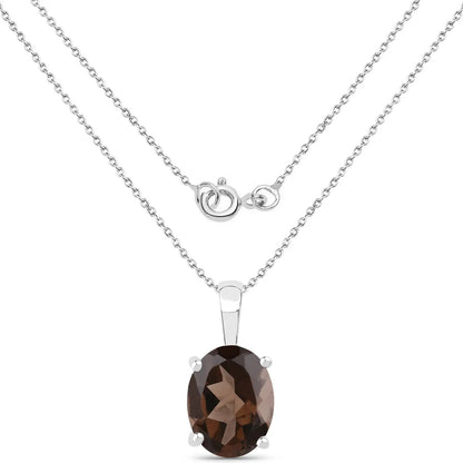 Jewelry set with 3.14 ct smoky quartz pendant, oval, in 925 sterling silver on a silver chain on Tampa Home & Garden Store