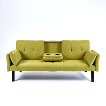 Green Foldable Sofa Bed with a Cup Holder