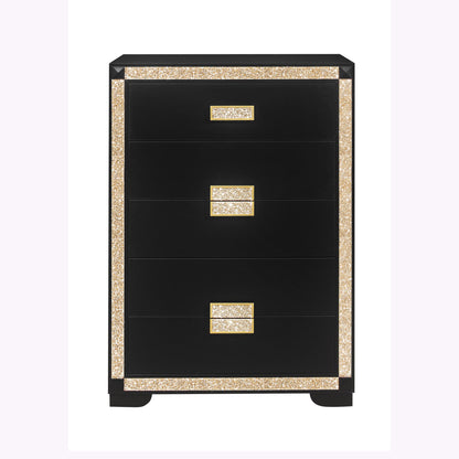 Black Chest With Glitter Detail And Bar Handle
