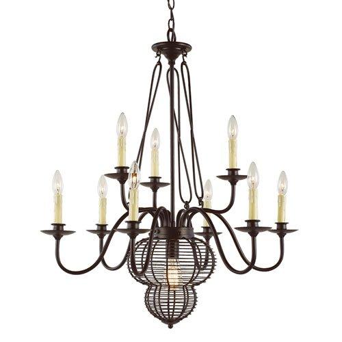 Rustic French Basket and Ten Light Chandelier