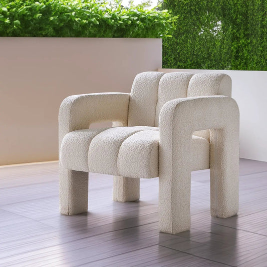 31.10-Inch Bouclé Upholstered Accent Chair in cream boucle with chunky arms for indoor use on Tampa Home & Garden Store