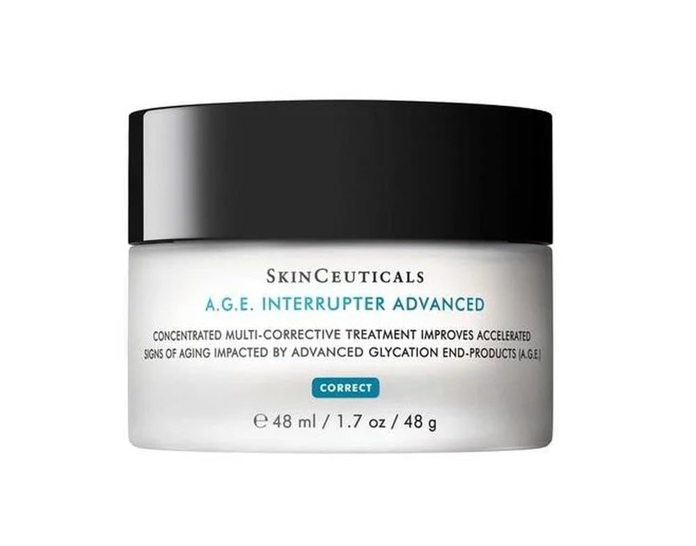 Face cream jar SkinCeuticals A.G.E. Interrupter Advanced moisturizer with black cap on Tampa Home & Garden Store