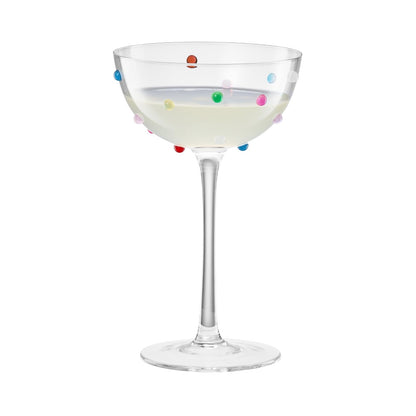 Vibrant Confetti Coupe Glasses and Cocktail Set
