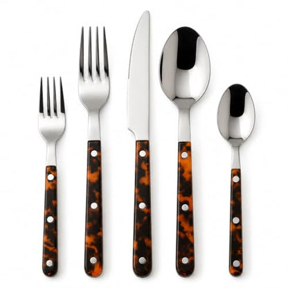20 Piece Stainless Steel Flatware and Tortoise