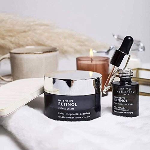 Face cream Esthederm Intensive Retinol in two-item black jar with silver lid and dropper bottle on Tampa Home & Garden Store