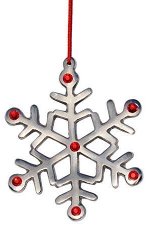Vibhsa handmade silver snowflake Christmas ornament with red ruby accents on Tampa Home & Garden Store