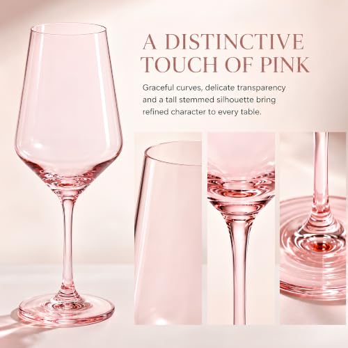 Monet Pink Stemmed Wine Glasses Set of Two