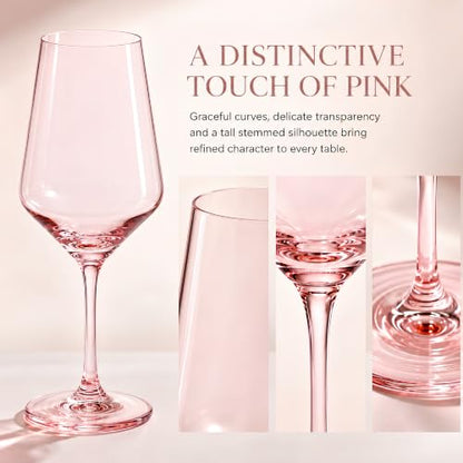 Monet Pink Stemmed Wine Glasses Set of Two