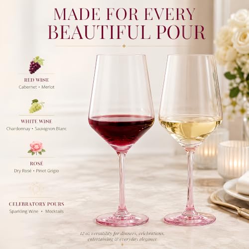 Monet Magenta Stemmed Wine Glasses Set Of Two