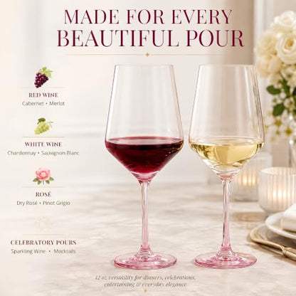 Monet Magenta Stemmed Wine Glasses Set Of Two