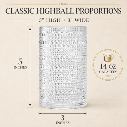 Barcelona Acrylic Hobnail Highball Cups Set of 6