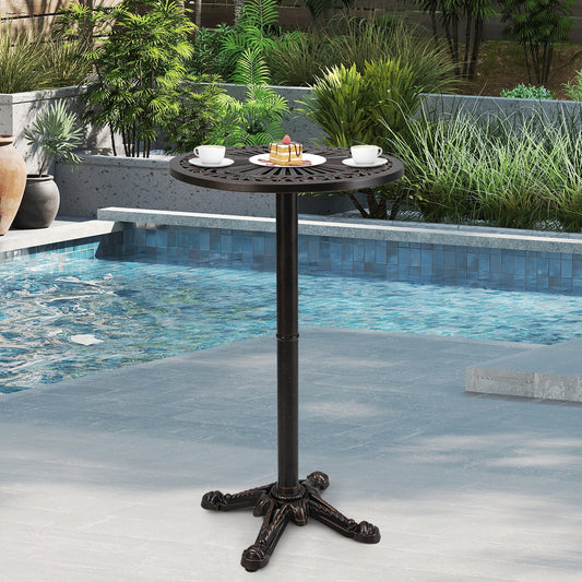 41.5 Inch Patio Round Bar Table Cast Aluminum Bistro Table for Garden-Bronze - Tampa Home & Garden Store