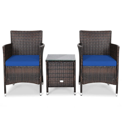3 Pcs Outdoor Rattan Wicker Furniture Set-Gray