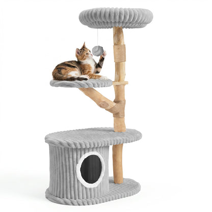 DirectDeals 41-Inch cat tree with gray rope platforms and natural wood trunk on Tampa Home & Garden Store