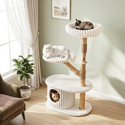 41-Inch Cat Tower by DirectDeals: cream rope-wrapped platforms on natural wood scratching posts on Tampa Home & Garden Store