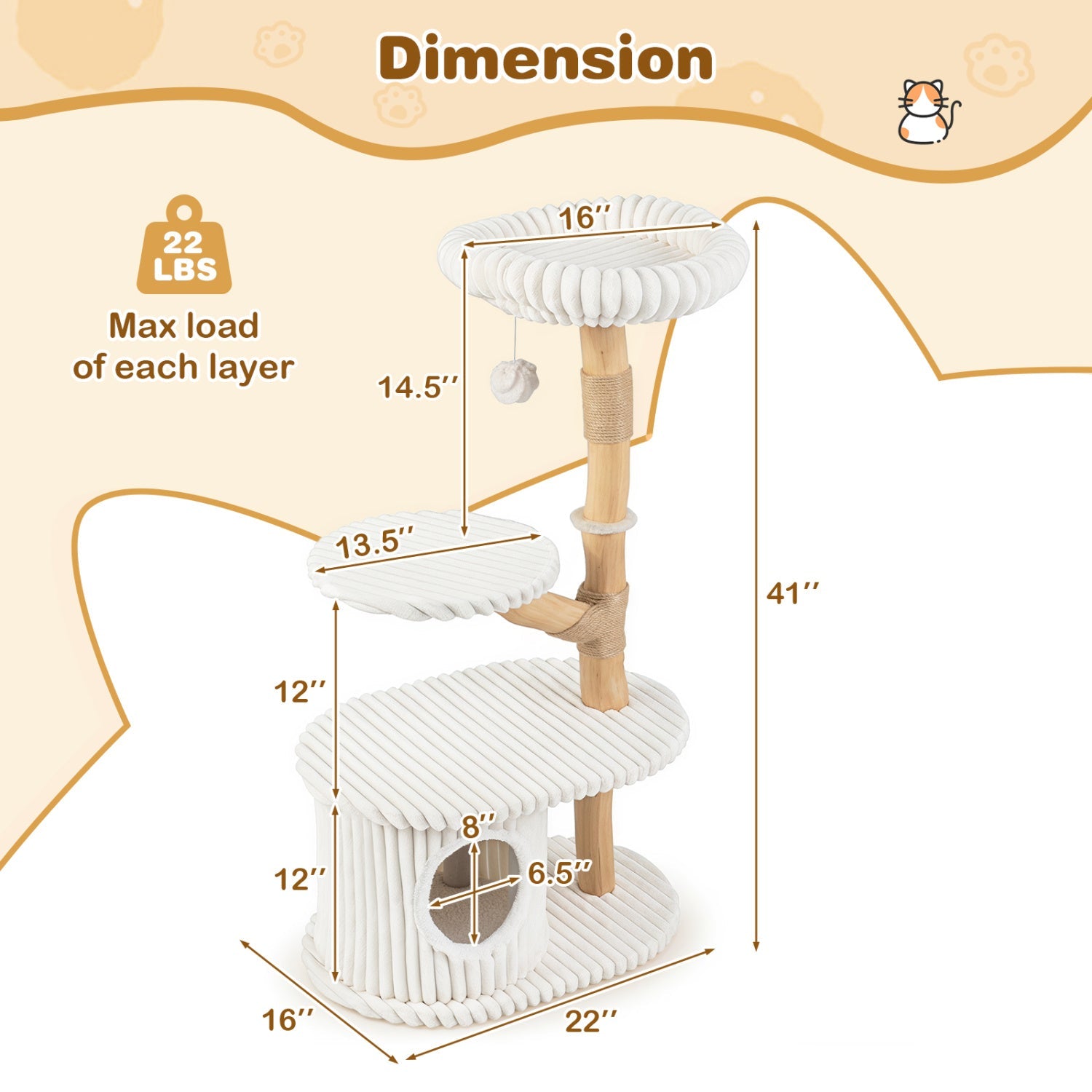 41-Inch Cat Tree by DirectDeals with real wood branches and rope-wrapped platforms on Tampa Home & Garden Store