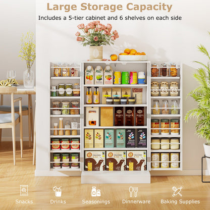41 Inch Tall Pantry Cabinet Kitchen Storage Cabinet with Doors and Shelves-White