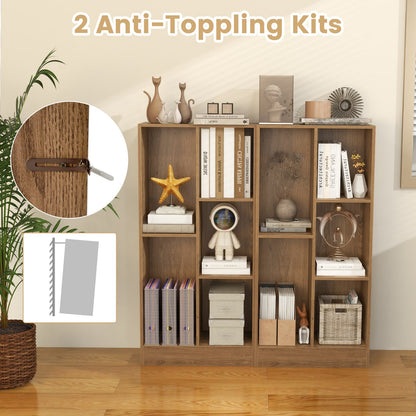 Estantería de suelo de 41 pulgadas con 5 cubos y 2 kits antivuelco-Natural