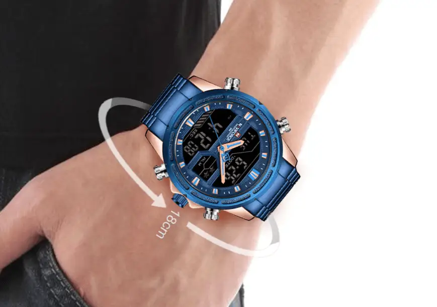 Mens Waterproof Analog Digital Watch Stainless