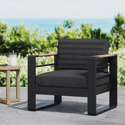 Giovanna Club Chair Set outdoor armchair with aluminum frame, black cushions HouseOfZazla on Tampa Home & Garden Store
