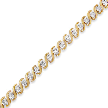 Bracelet: MiracleSet 14K yellow gold plated over sterling silver diamond S-curve tennis bracelet on Tampa Home & Garden Store
