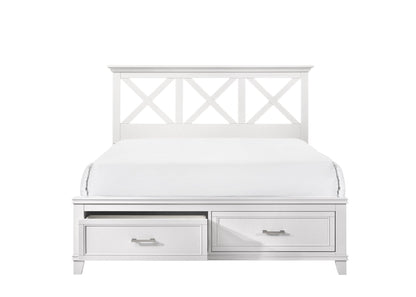 Ample Storage Bed with X Headboard and Wood Base