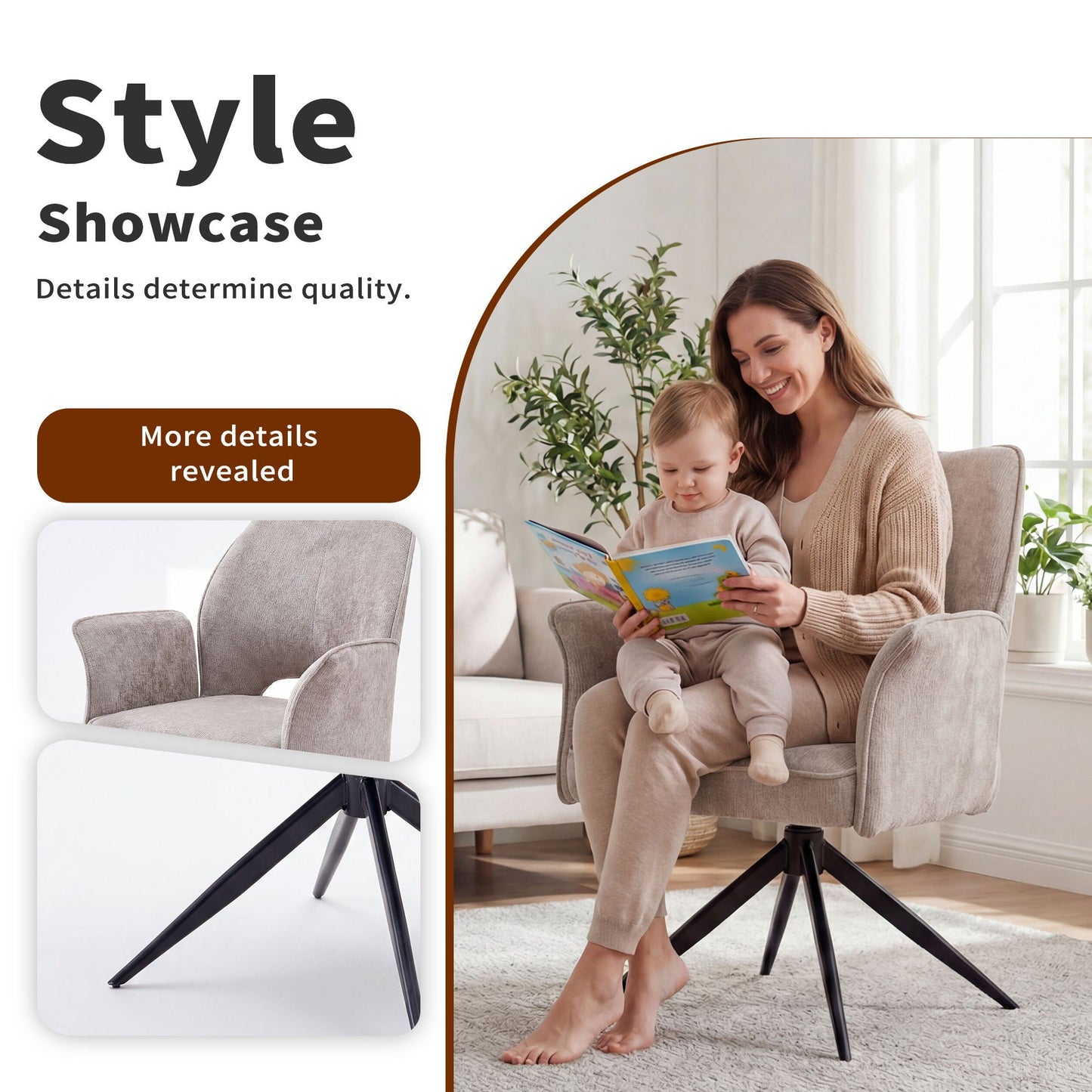 Gray Swivel Dining Chairs With a Soft Cushion Set