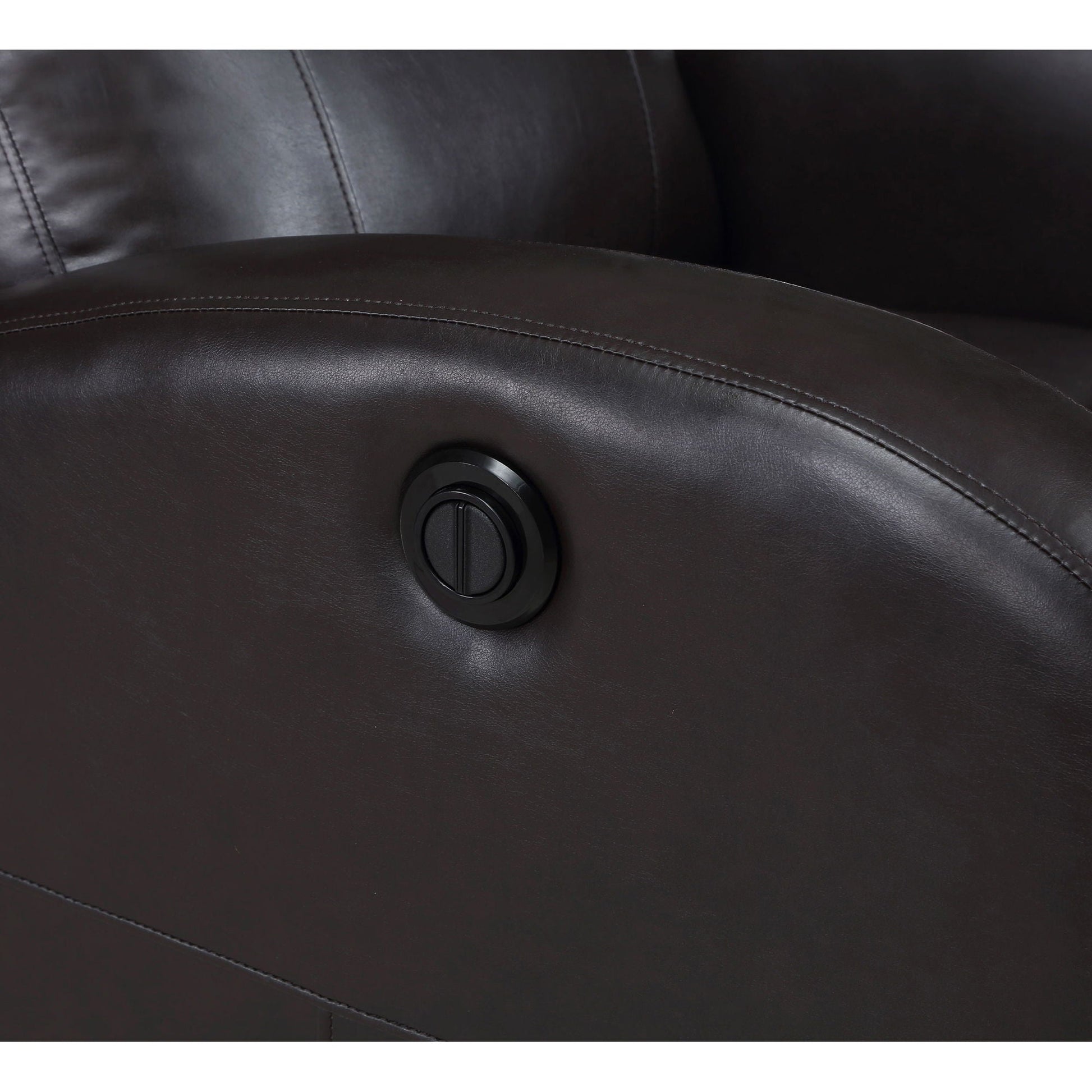 Meglia power recliner chair in dark brown leather with side control dial on the arm on Tampa Home & Garden Store